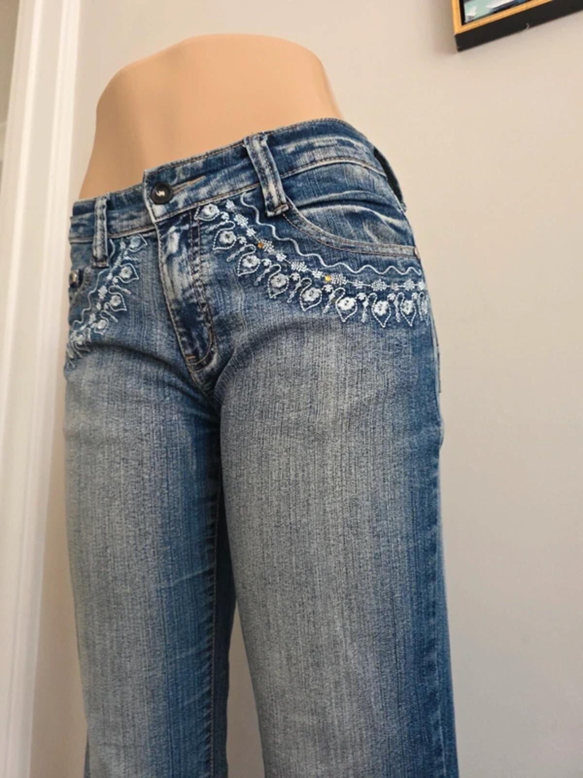 Big Spade Mid Rise Wide Leg Bootcut Vintage Y2K Jeans UK Size 8/10 Tall