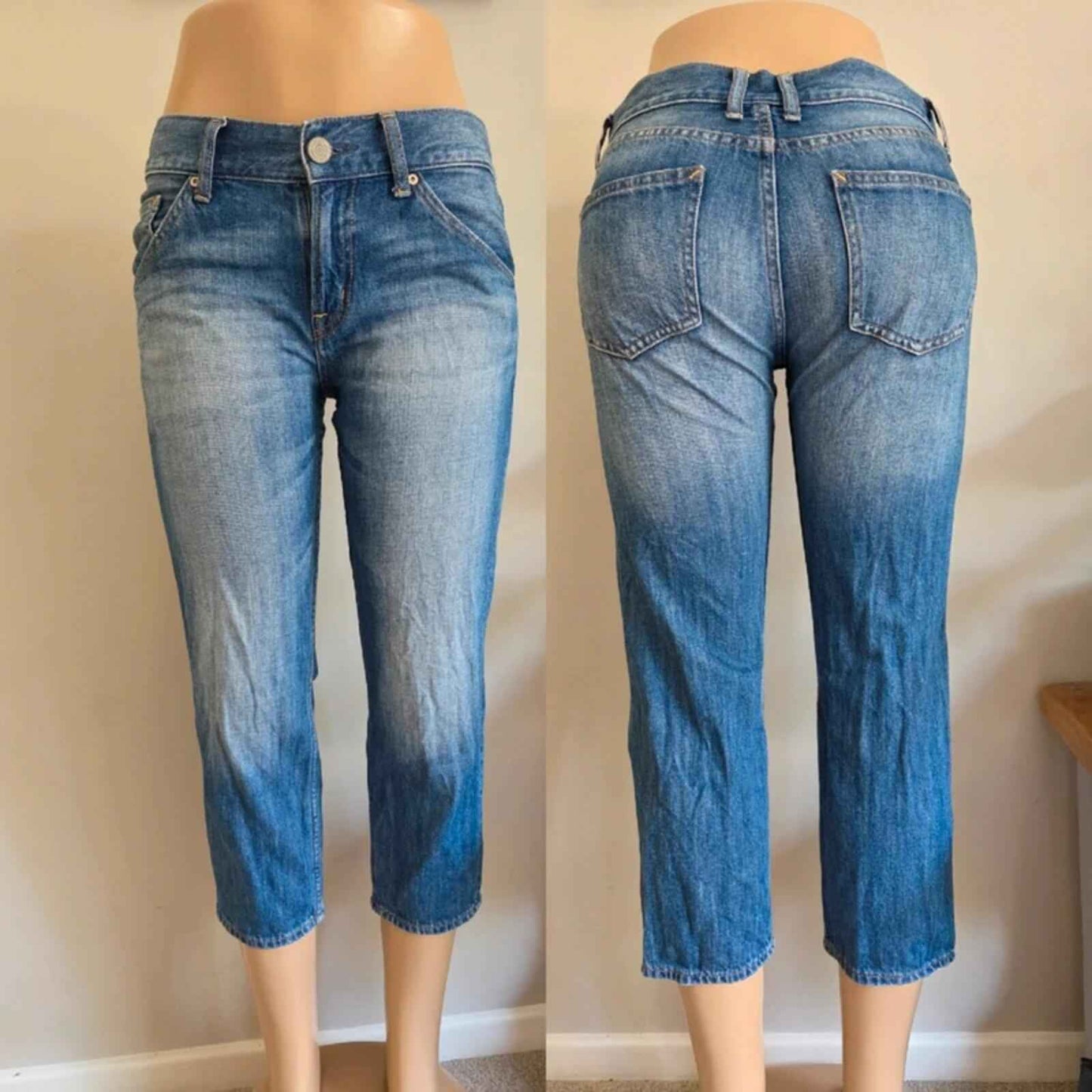 Vintage Y2K Uniqlo Mid Rise Cropped Jeans UK Size 10/12