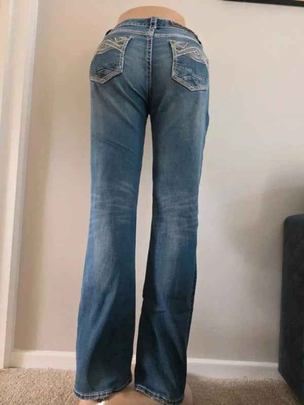 Rock & Roll Mid Rise Baby Bootcut Vintage Y2K Jeans UK Size 8 Tall