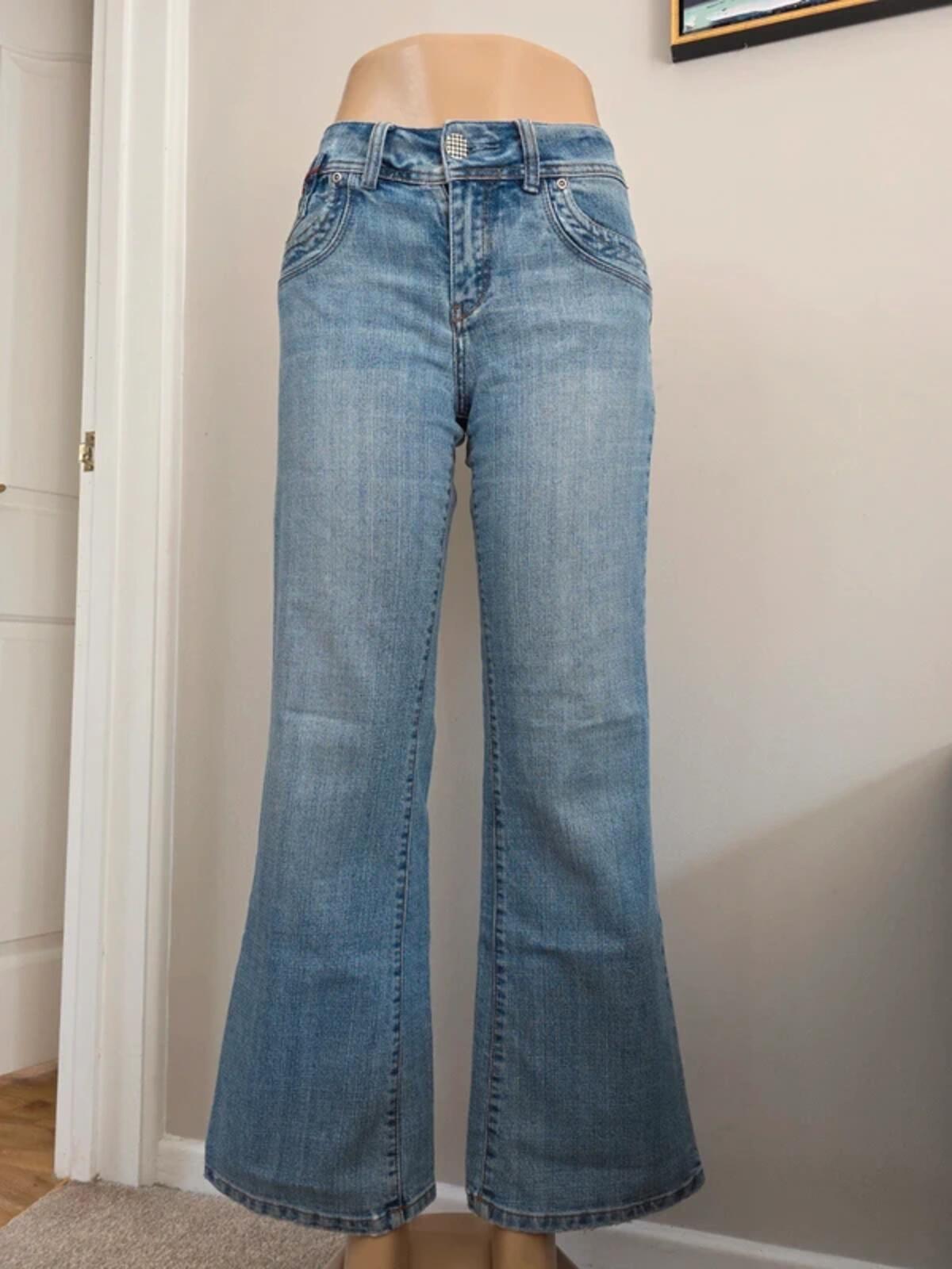 X-Mail Mid Rise Wide Leg Bootcut Vintage Y2K Jeans UK Size 10/12 Petite