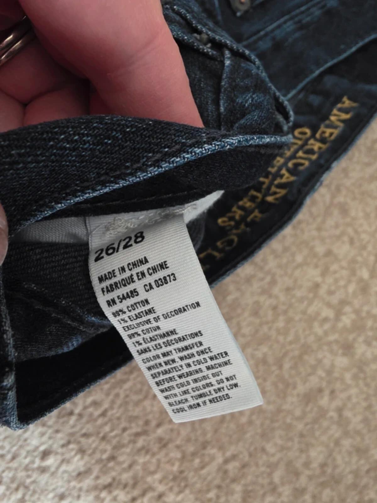 Vintage Y2K American Eagle Mid Rise Straight Jeans UK Size 6 petite