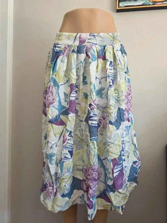 Vintage Floral Floaty Midi Skirt UK Size 12/14