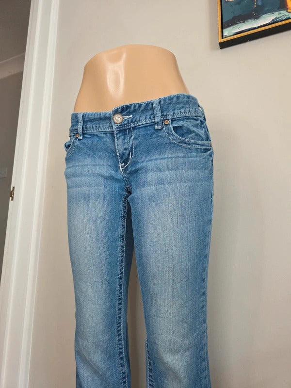 Maurices Ultra Low Rise Bootcut Vintage Y2K Jeans UK Size 6/8 Tall