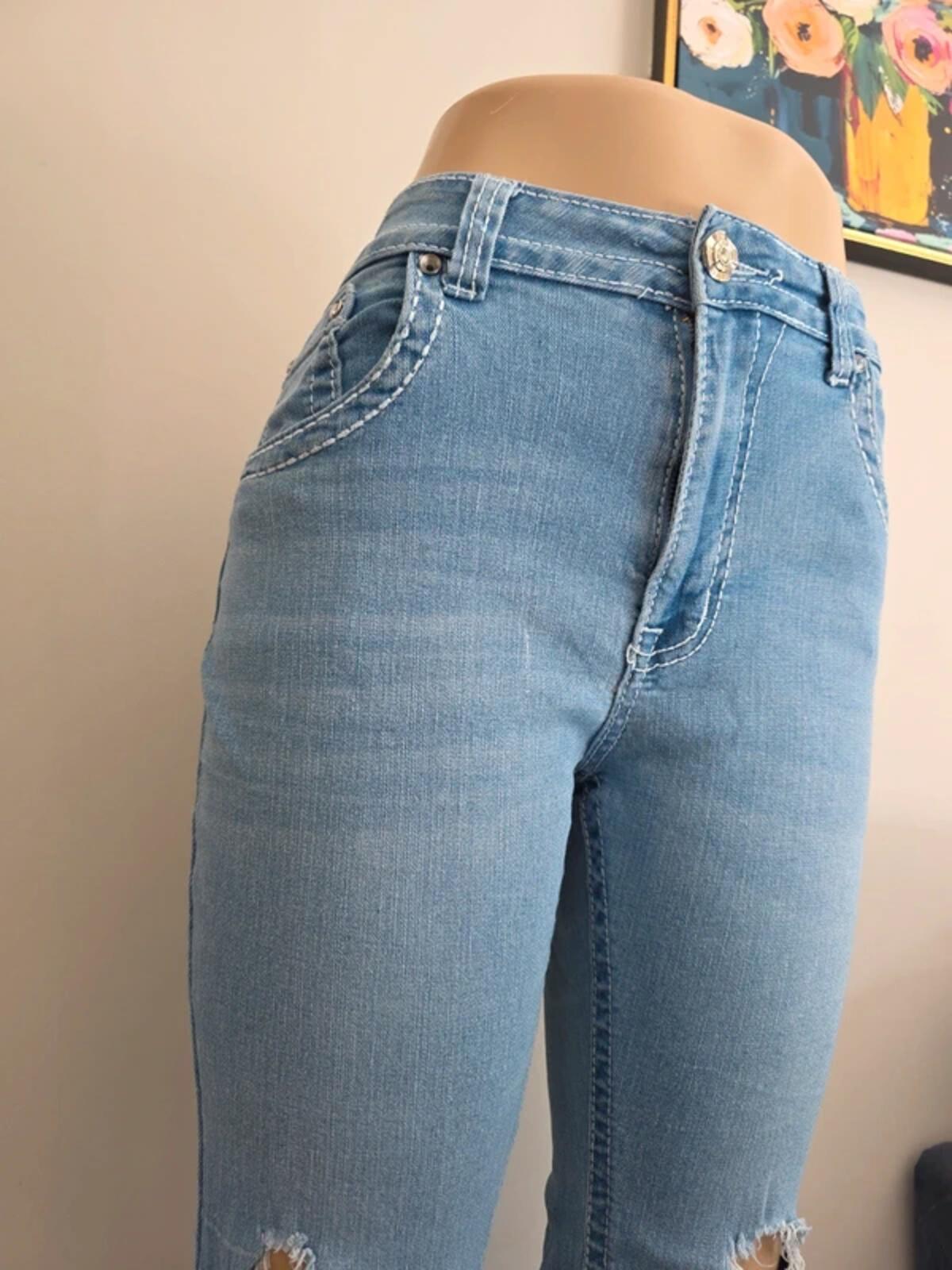Y Jeans High Rise Distressed Flared Vintage Y2K Jeans UK Size 12 Petite
