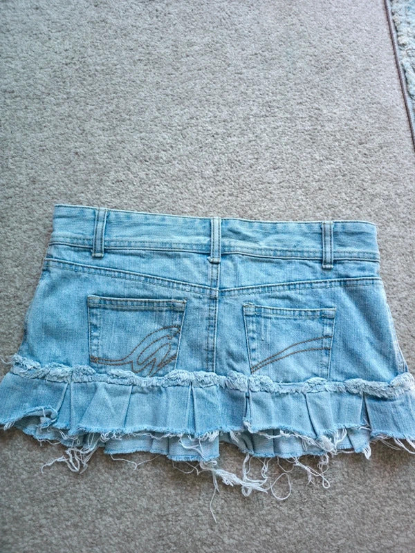 Garage Ultra Low Rise Micro Mini Vintage Y2K Denim Skirt UK Size 8
