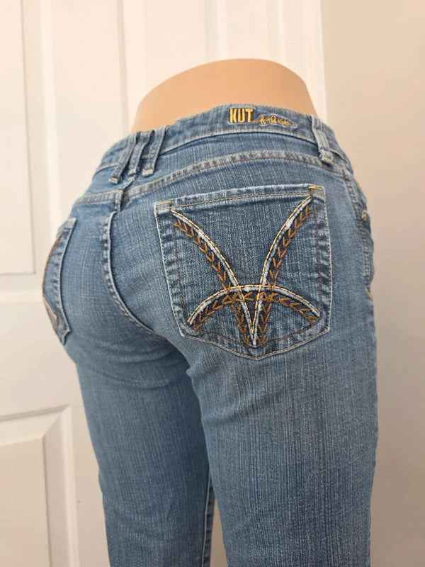 KUT from the Kloth Mid Rise Bootcut Vintage Y2K Jeans UK Size 10