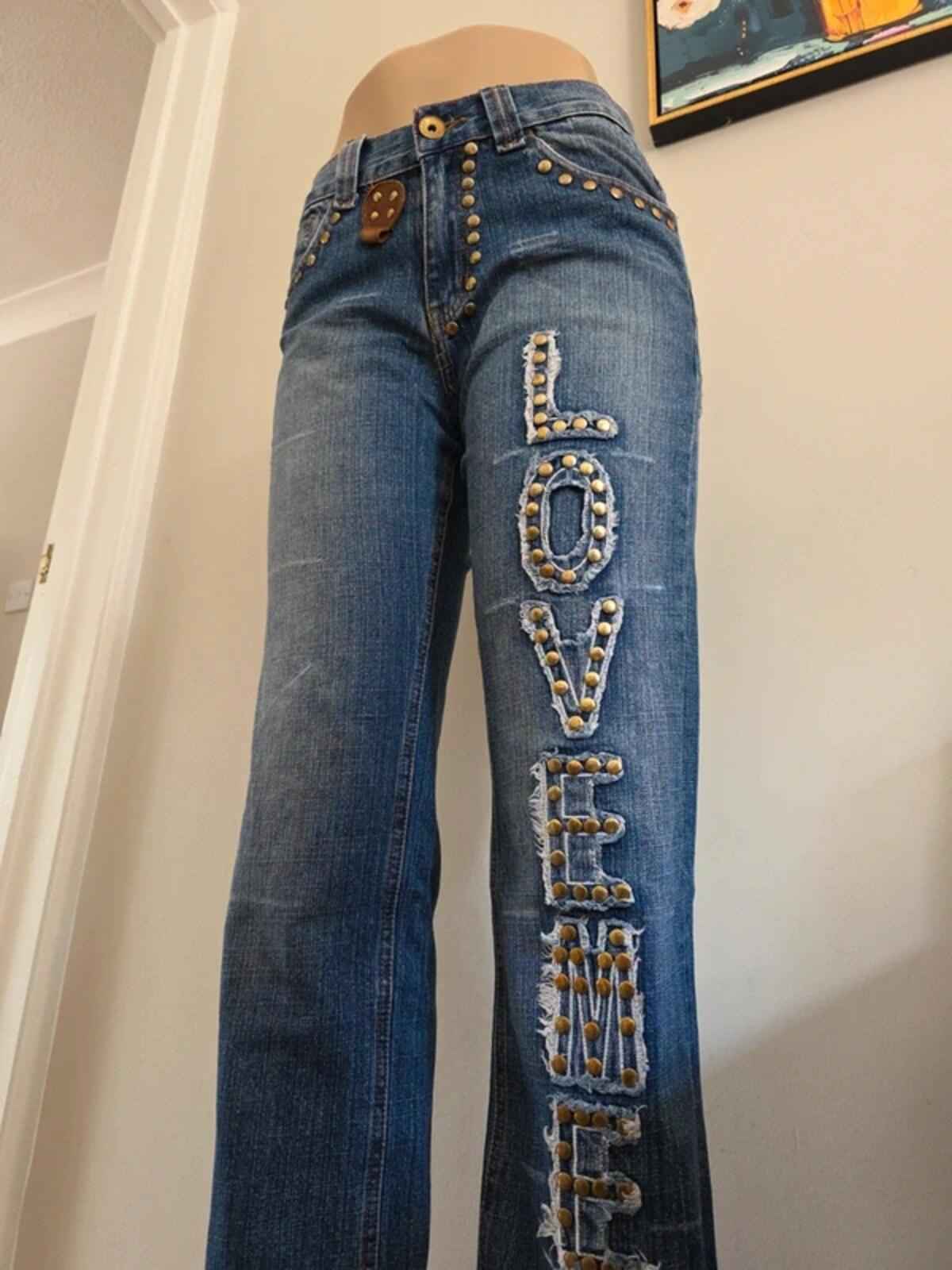La Virtu Mid Rise Straight Vintage Y2K Jeans UK Size 8/10 Tall