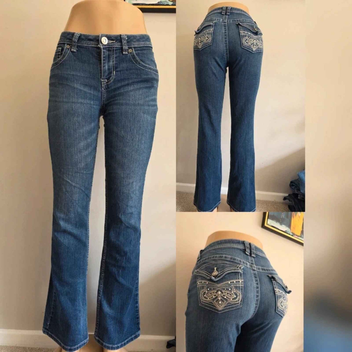 APT.9 Mid Rise Bootcut Bling Jeans UK Size 10