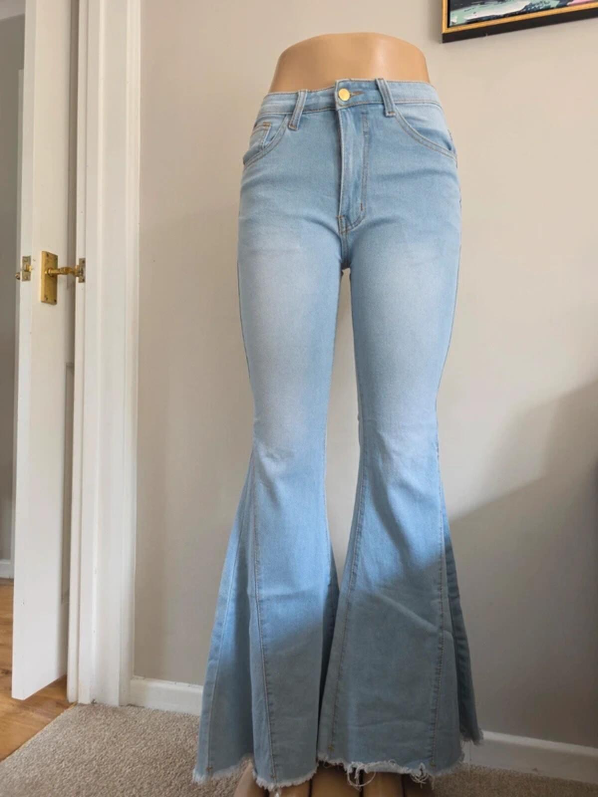 No Label Mid Rise Flared Vintage Y2K Jeans UK Size 6