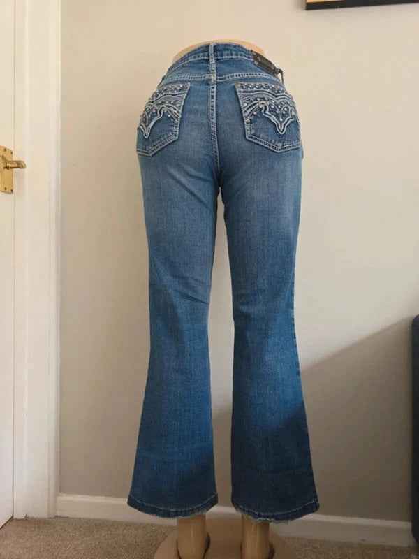 Luxe Mid Rise Bootcut Vintage Y2K Jeans UK Size 8 Petite