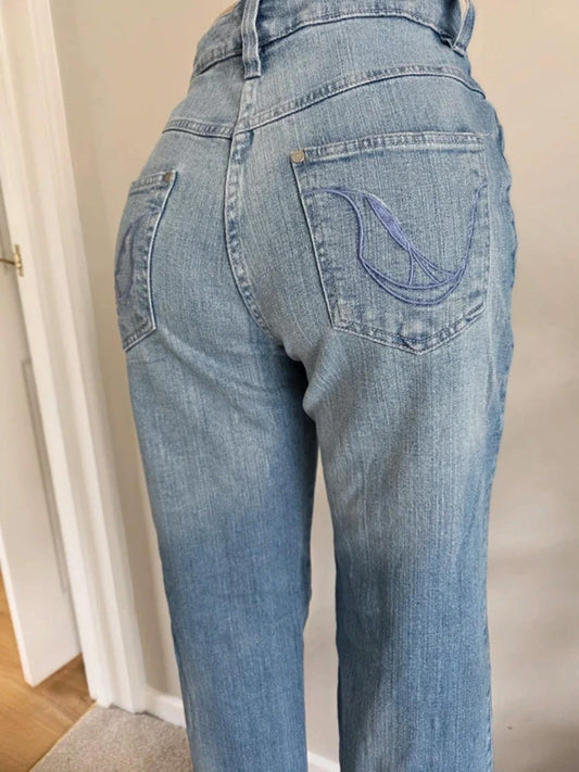 Vintage Y2K Mid Rise Mini Bootcut Jeans UK 12