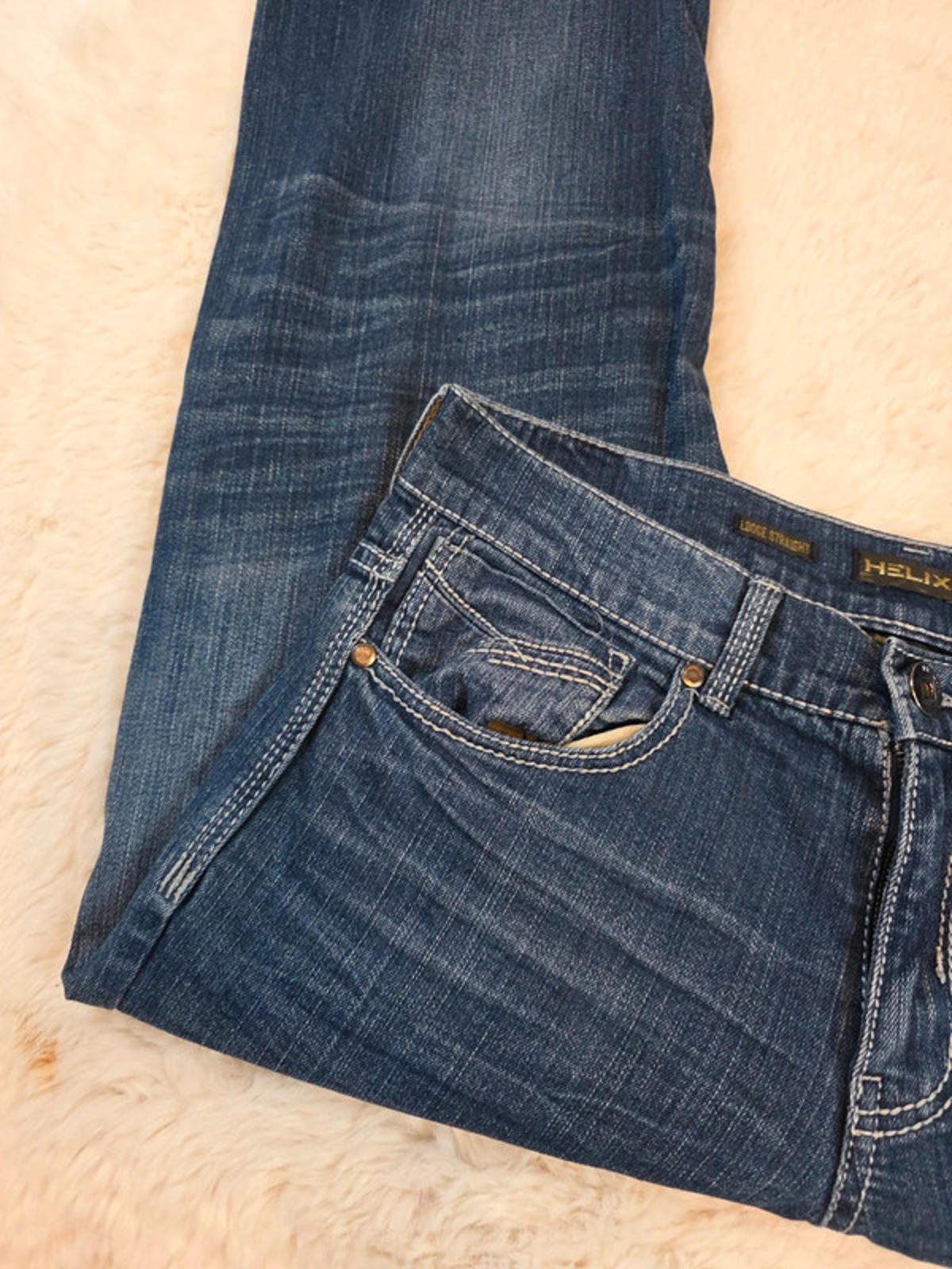 Vintage Y2K Helix Mid Rise Loose Straight Jeans UK Size 12