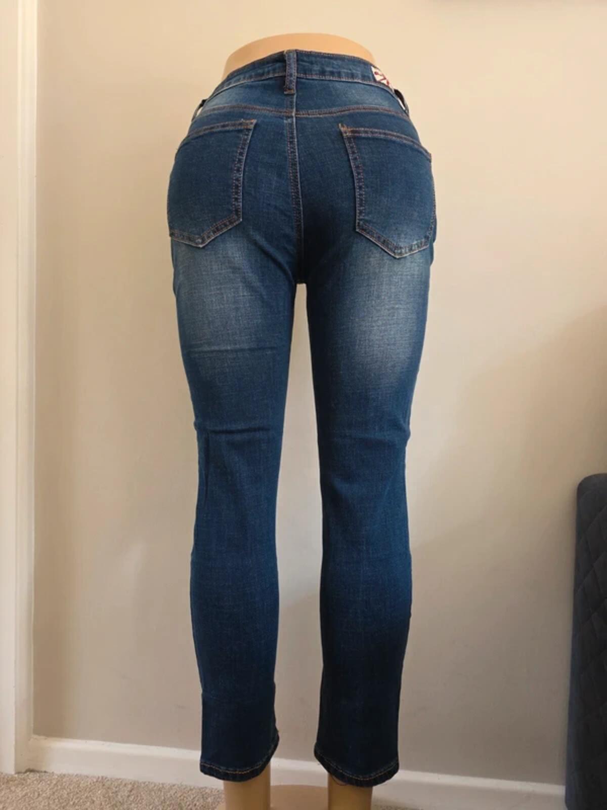 Machine Mid Rise Skinny Vintage Y2K Ripped Embroidered Jeans UK Size 10