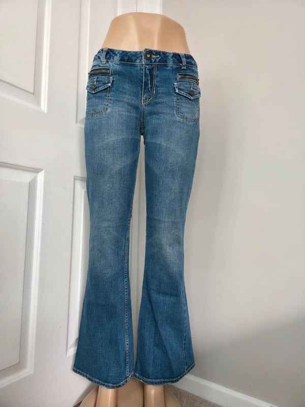 Aeropostale Mid Rise Flared Vintage Y2K Jeans UK Size 10 Petite