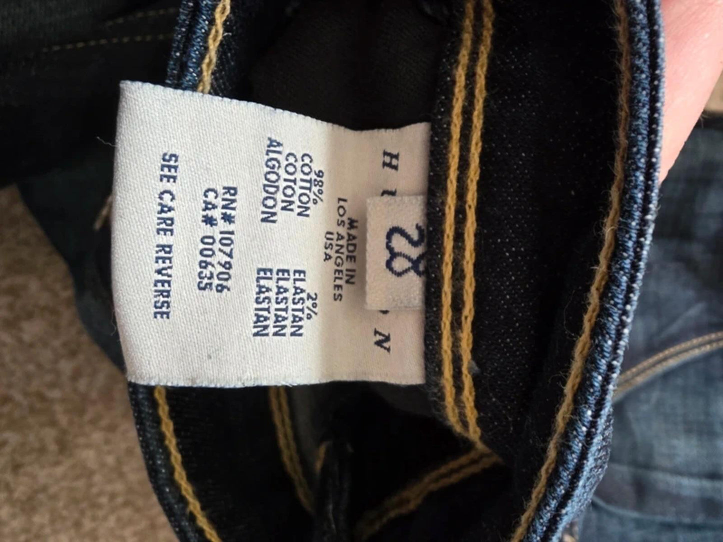 Hudson Low Rise Straight Leg Jeans UK Size 8 Tall