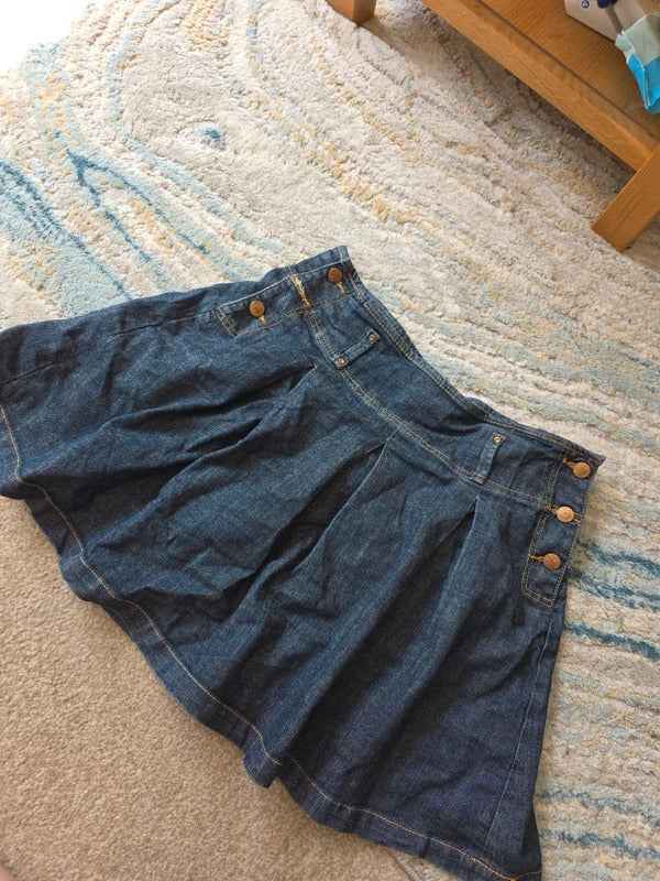 Kiss Miss Italian Denim Pleated Mini Skirt UK Size 12