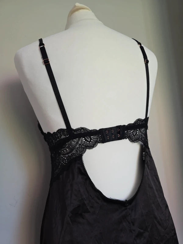 Vintage Y2K Lace Satin Babydoll Nightie UK Size 8