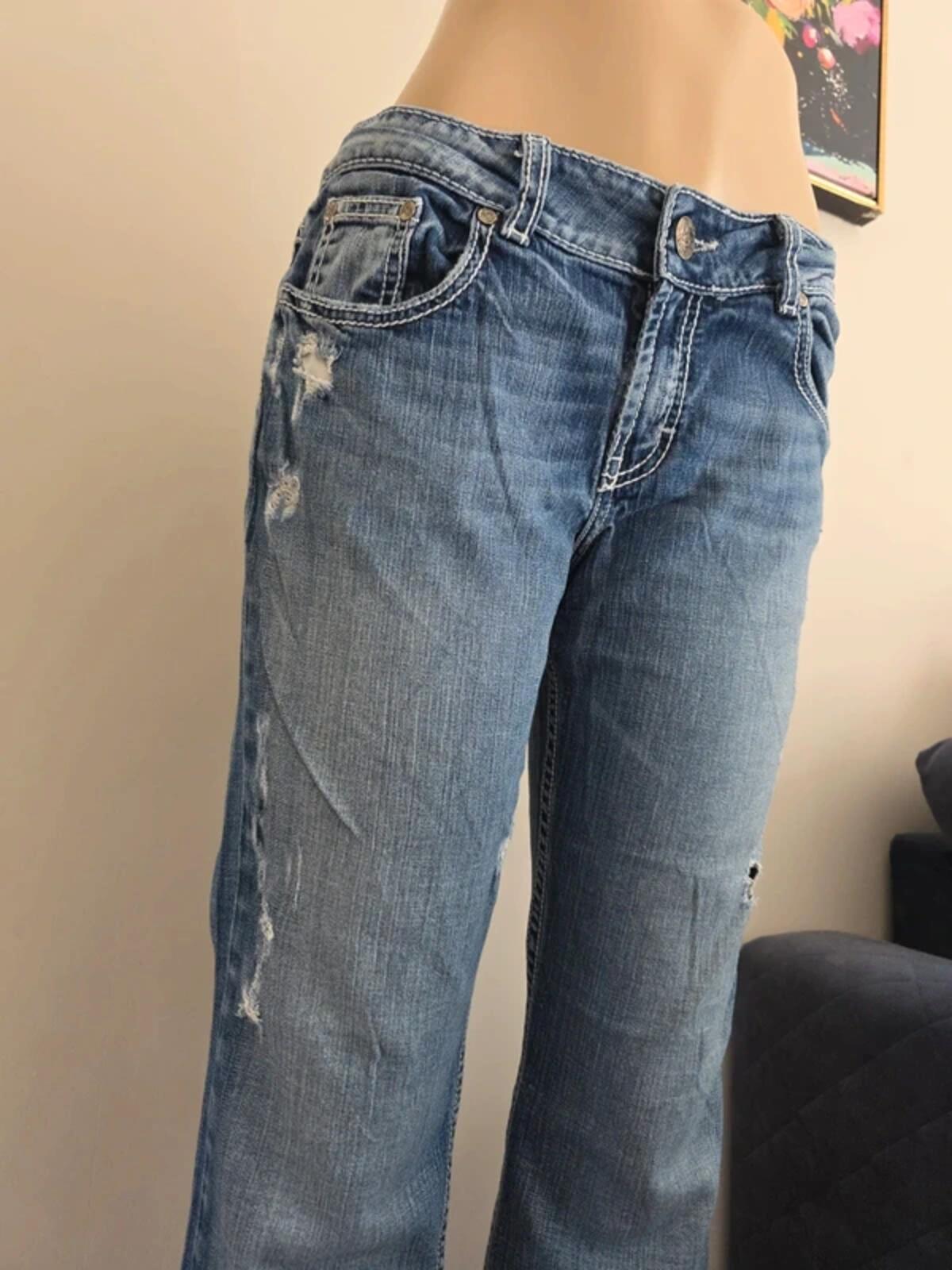 BKE Mid Rise Distressed Bootcut Vintage Y2K Jeans UK Size 10/12 Petite