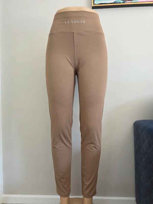 La Vogue High Waisted Brown Gym Leggings UK Size 12-14