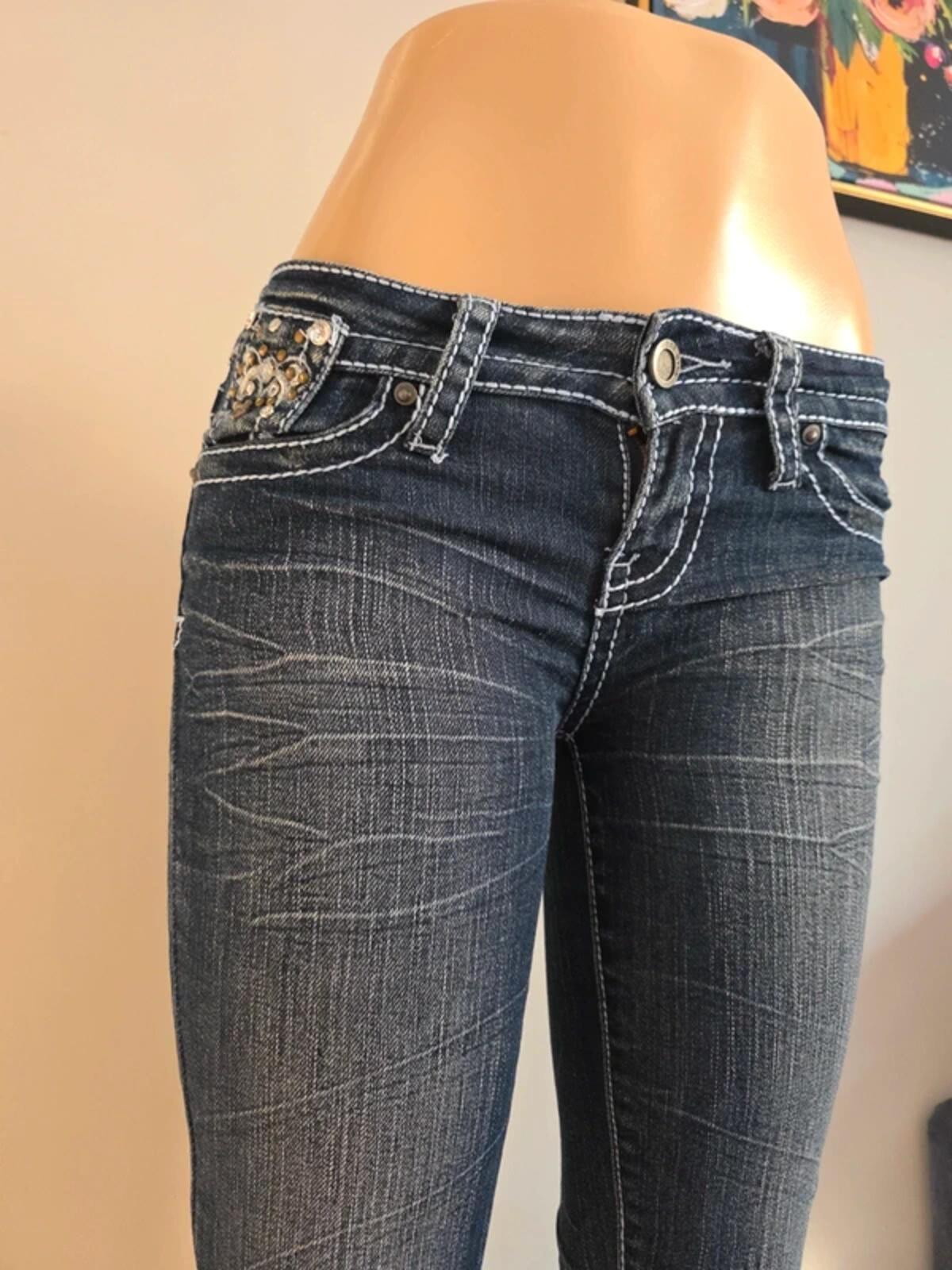 First Kiss Low Rise Skinny Vintage Y2K Jeans UK Size 4/6