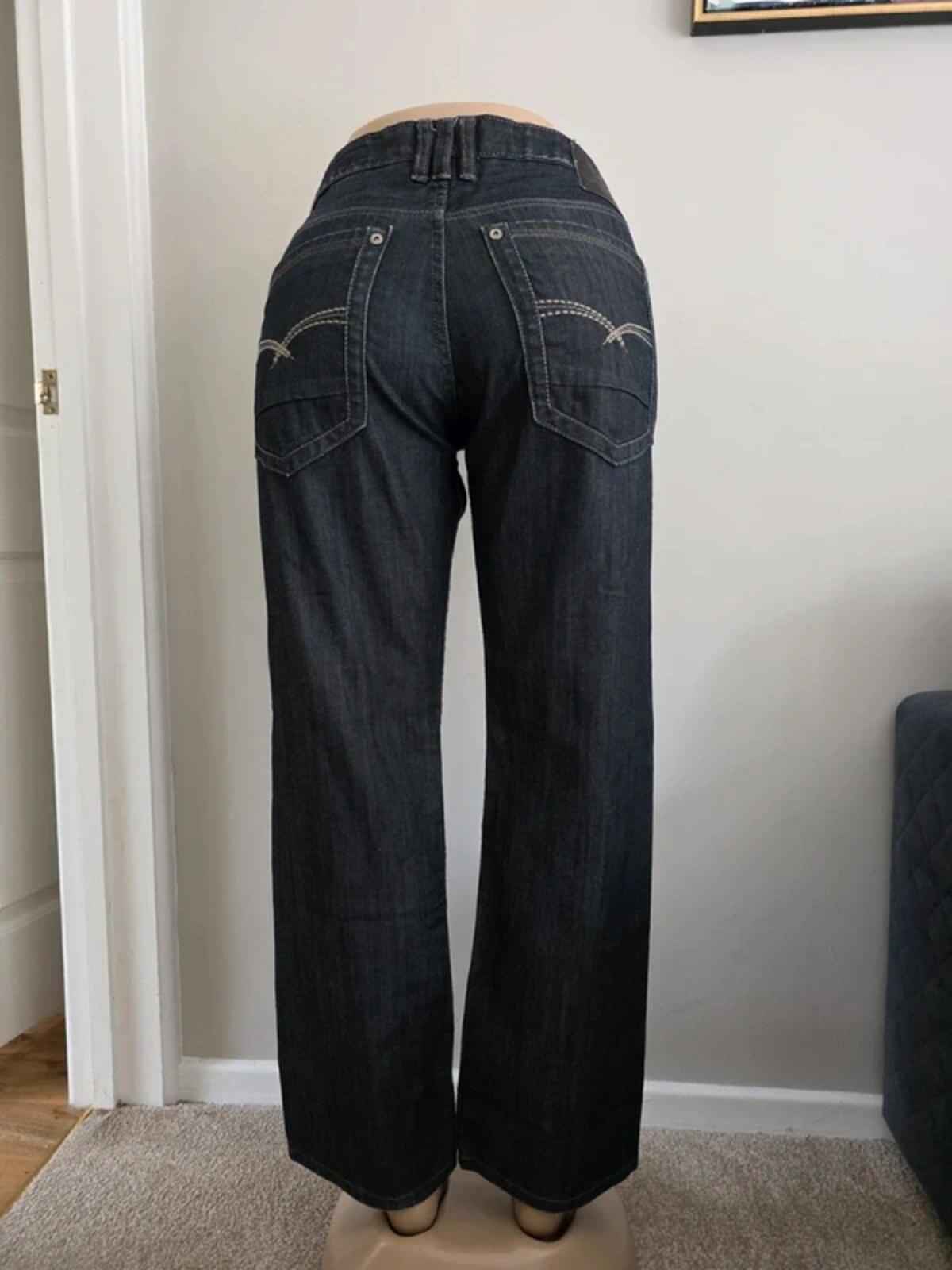 Vintage Y2K Urban Behaviour Mid Rise Straight Baggy Jeans UK Size 16