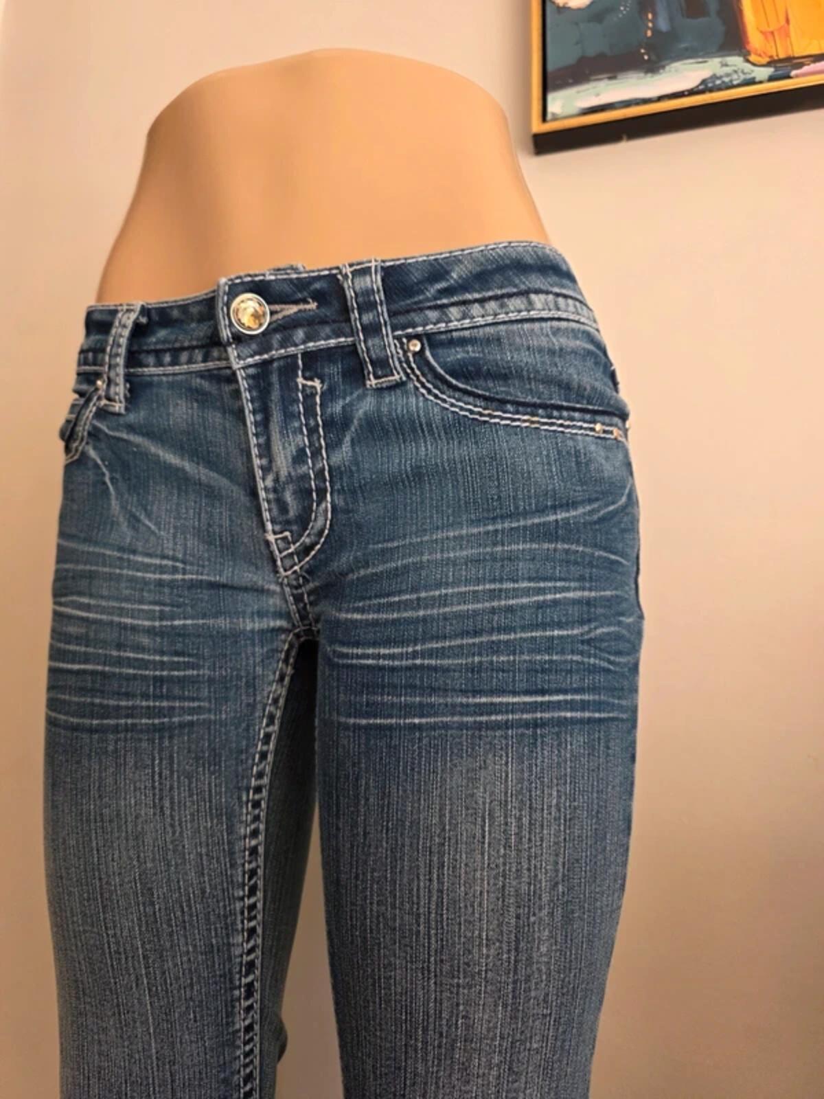 Vintage Y2K Hydraulic Low Rise Micro Bootcut Jeans UK Size 8 tall