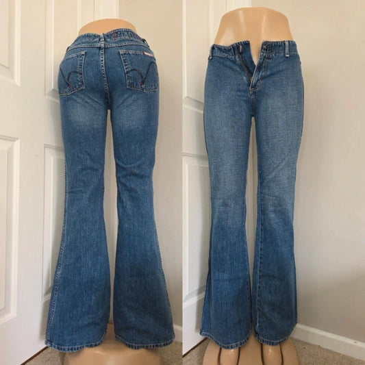 Guess Mid Rise Flared Vintage Y2K Jeans UK Size 6/8 Tall