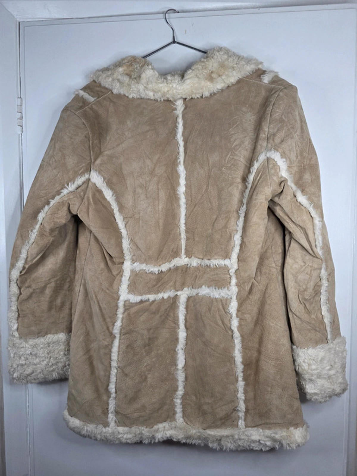 Vintage Y2K Wilsons Leather Faux Shearling Coat UK size 14/16