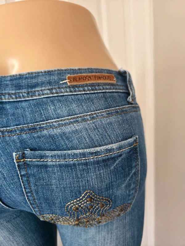 Almost Famous Ultra Low Rise Bootcut Vintage Y2K Jeans UK Size 6