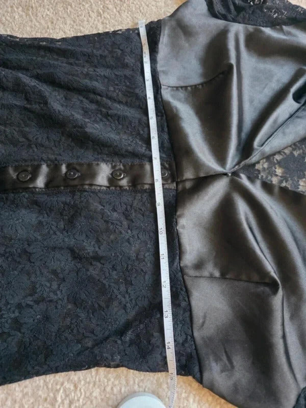 Vintage Y2K Miss Mimi Italia Lace Satin Panel Top UK Size 10