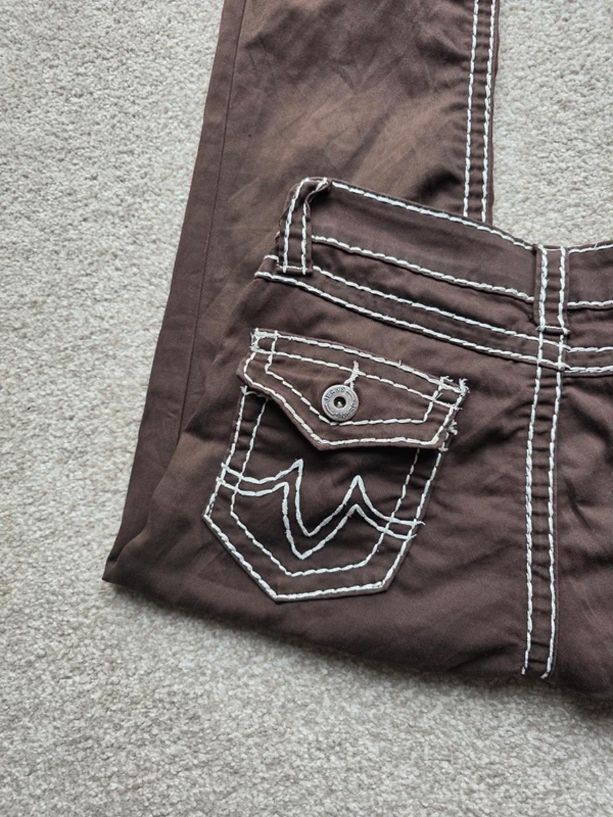Vintage Y2K Slim Fit Jeans UK Size 10 Petite Brown Contrast Stitch