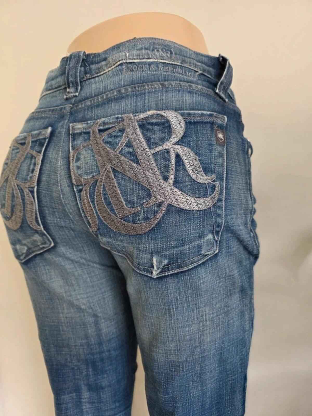 Vintage Y2K Rock & Republic Mid Rise Cropped Jeans UK Size 14