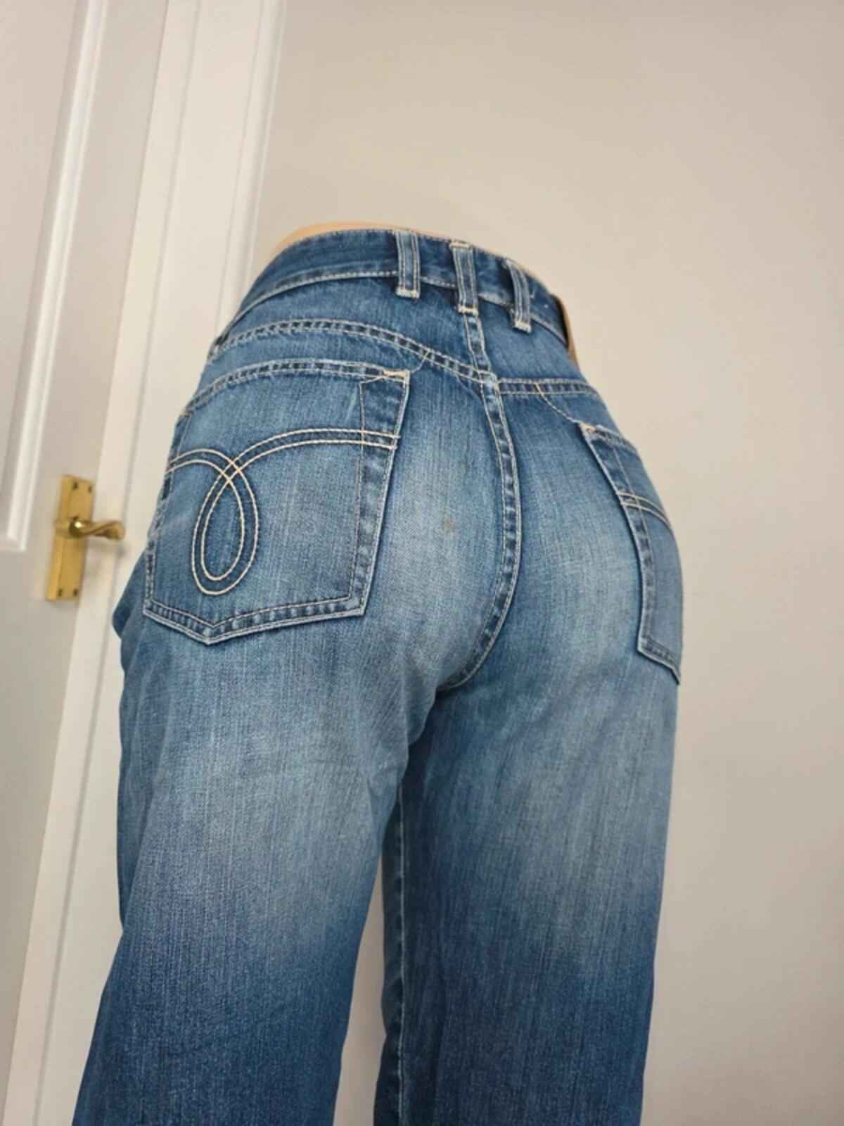 Calvin Klein Mid Rise Relaxed Wide Leg Jeans UK Size 10 Petite