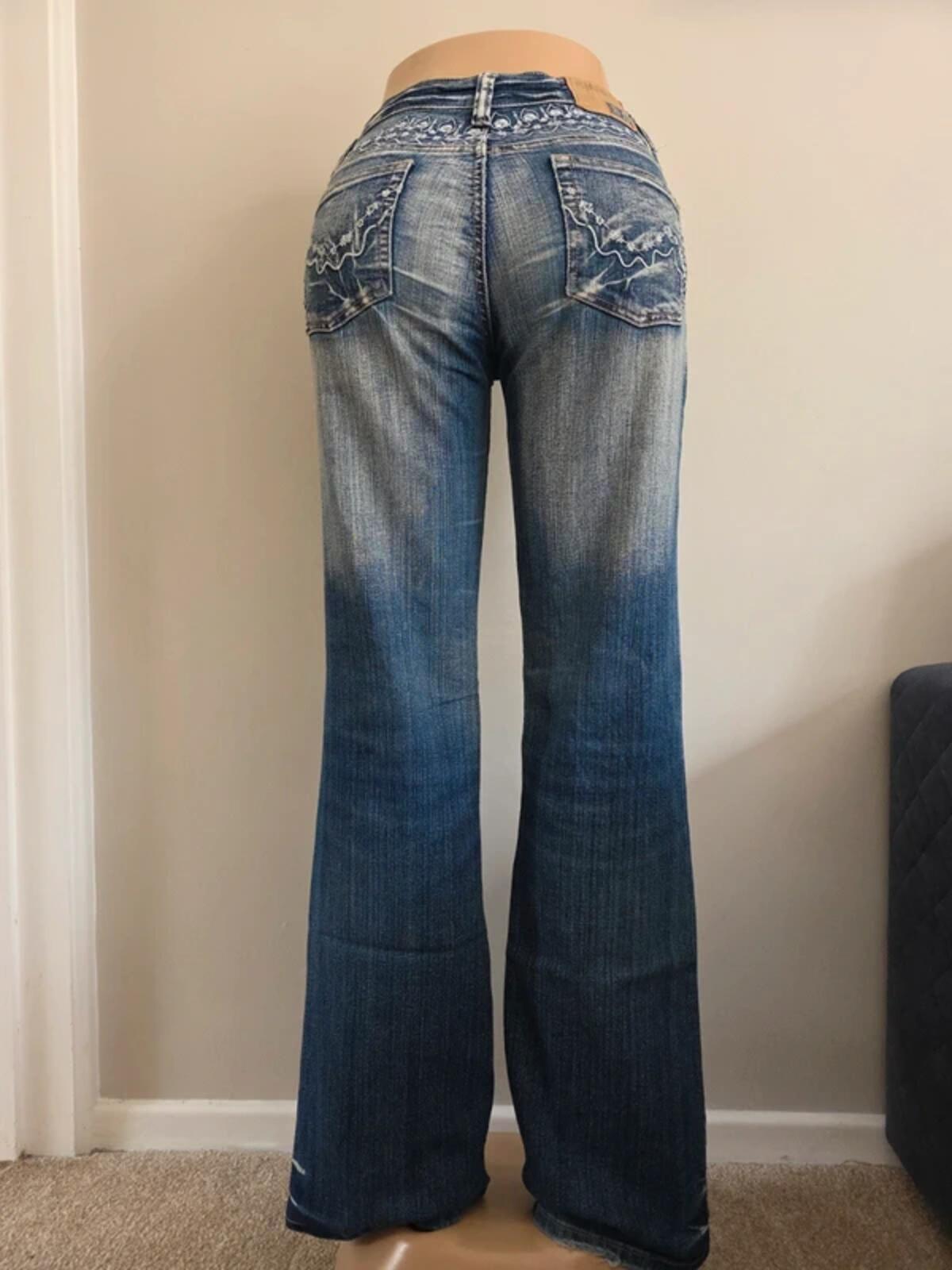 Big Spade Mid Rise Wide Leg Bootcut Vintage Y2K Jeans UK Size 8/10 Tall