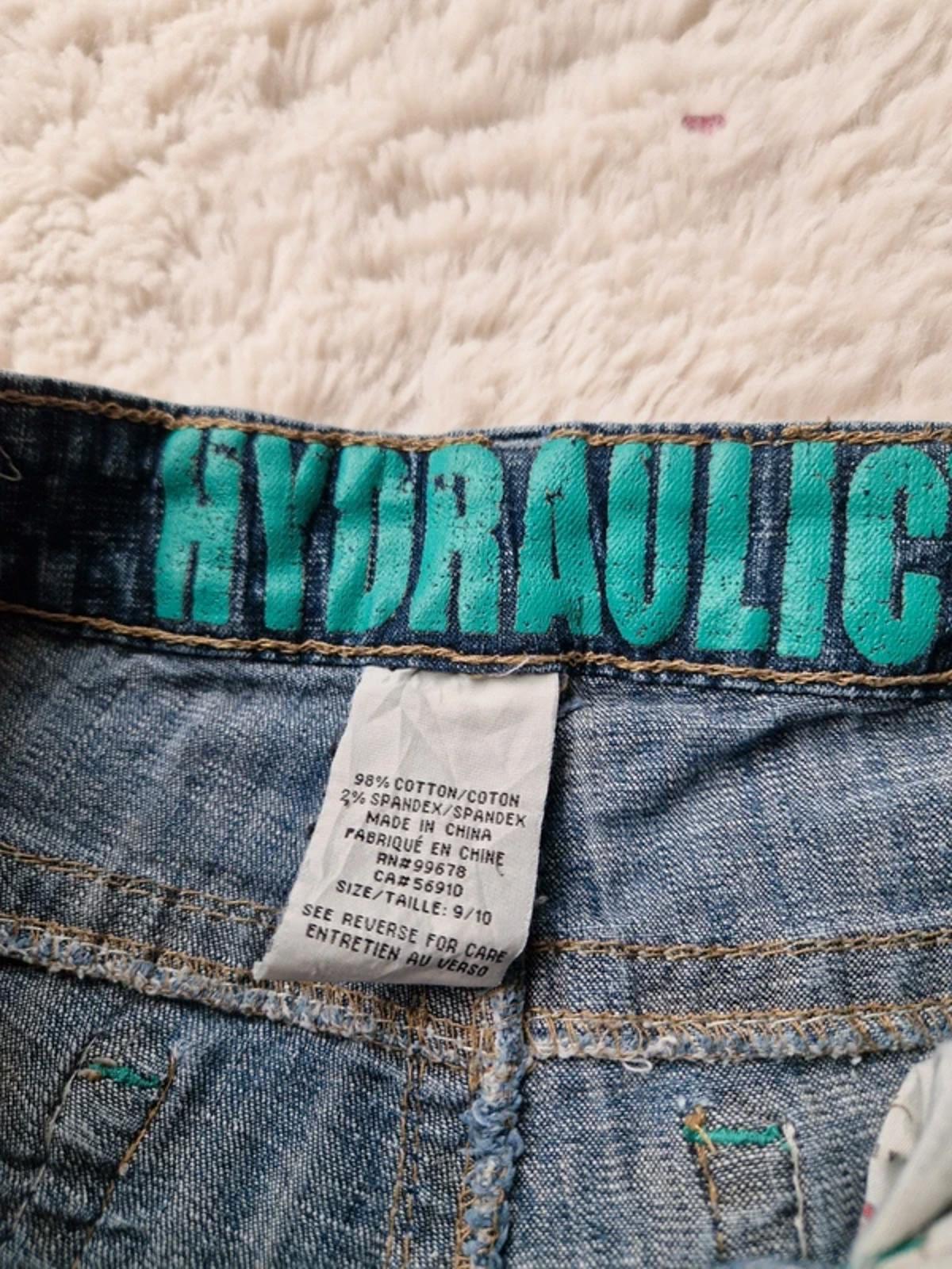 Y2K "Hydraulic" Low Rise Cropped Straight Cute Pocket Detail Indie Grunge Denim UK 12