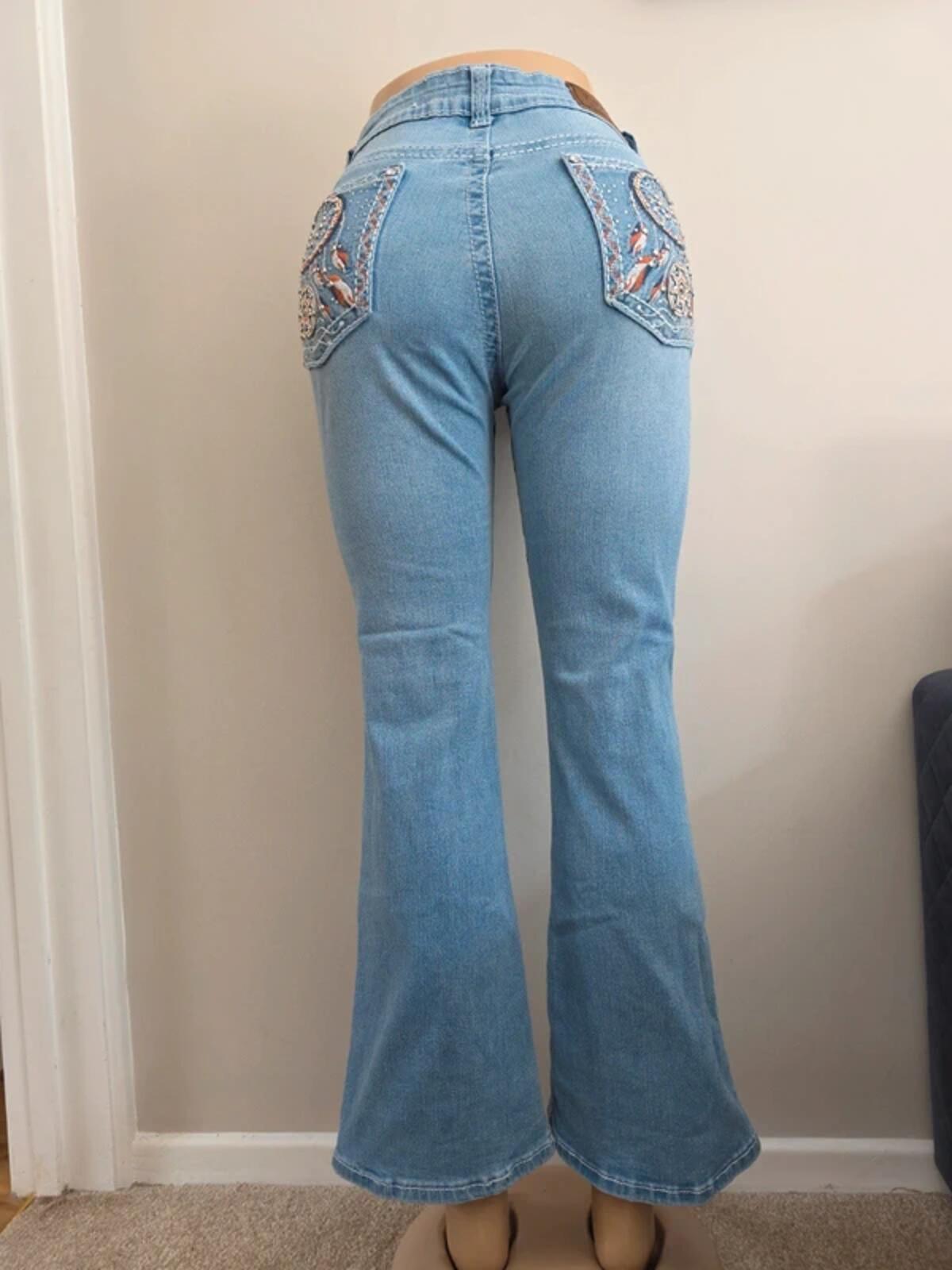 Y Jeans High Rise Distressed Flared Vintage Y2K Jeans UK Size 12 Petite