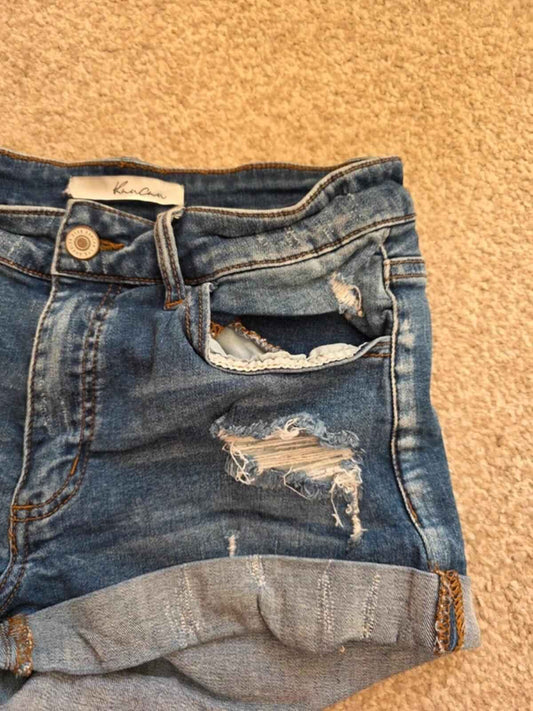 Vintage Y2K Mid Rise Kancan Denim Shorts UK Size 6