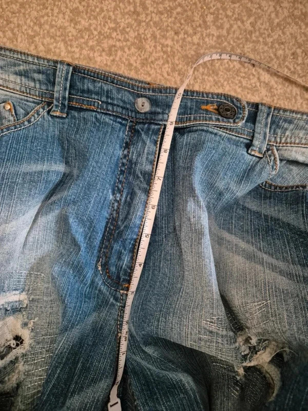 Vintage Y2K Ulla Popken Mid Rise Bling Flared Jeans UK Size 14/16 Petite