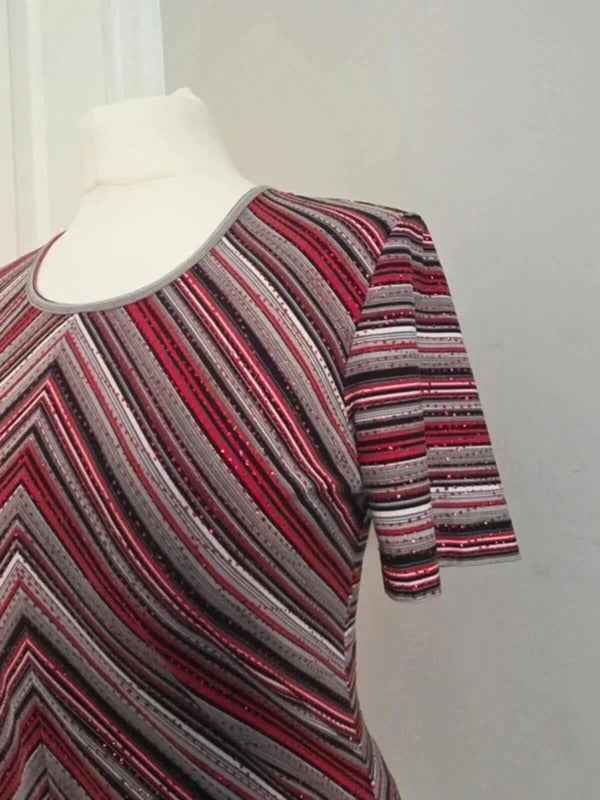Taifun Collection Y2K Glitter Stripe Stretch Top UK Size 12