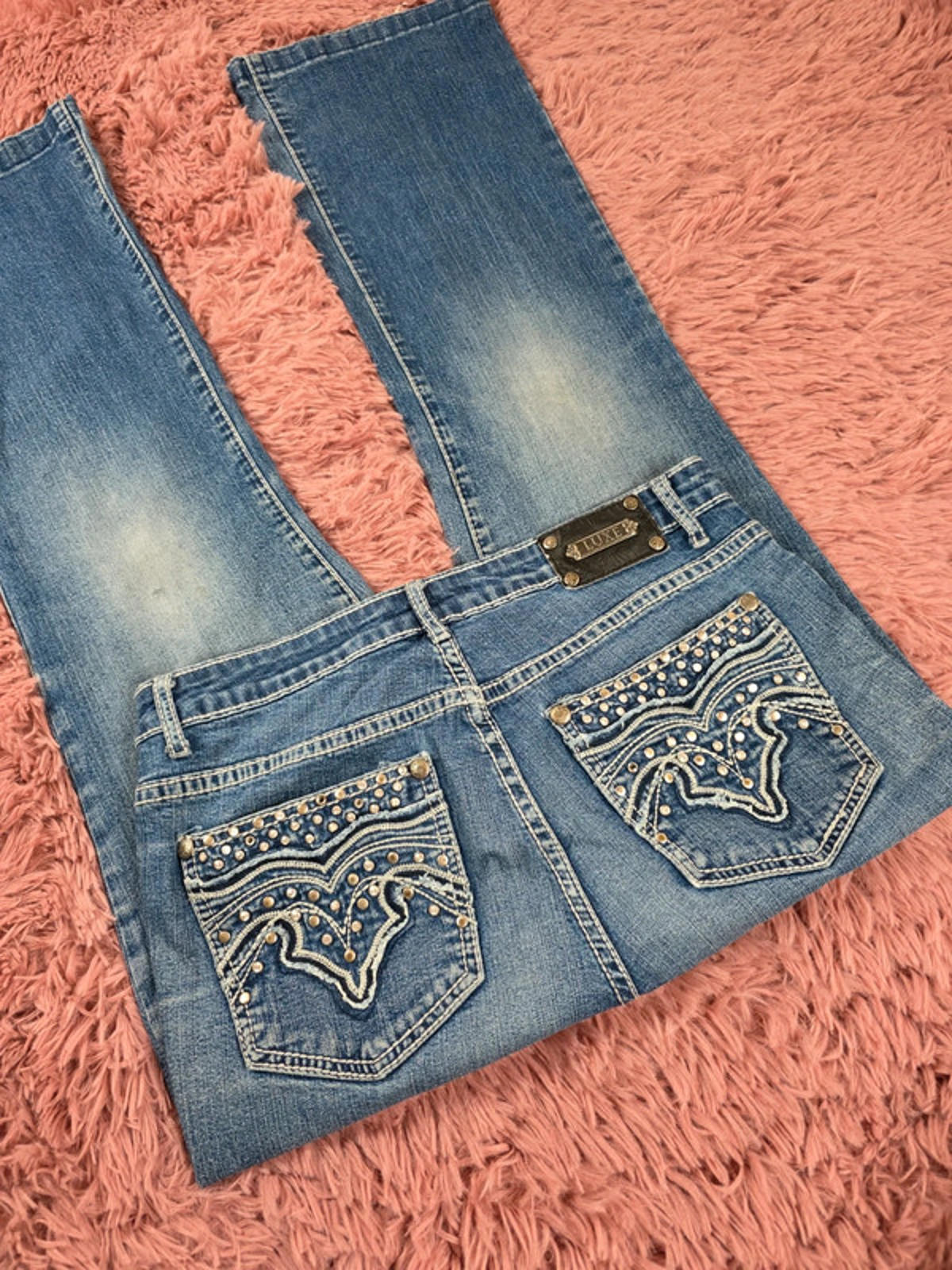 Vintage Y2K Luxe Mid Rise Bootcut Jeans UK Size 10 Petite