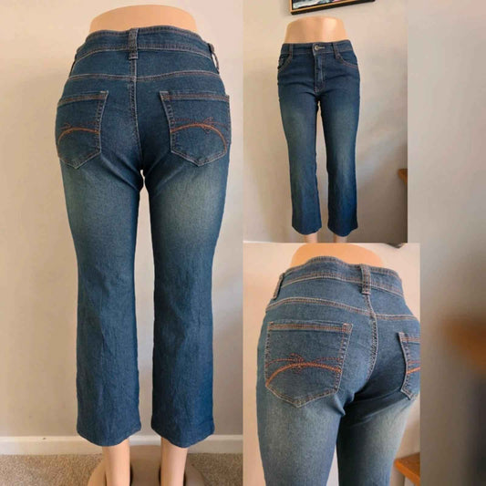 Japanese Capri Jeans Mid Rise UK Size 10 Tall