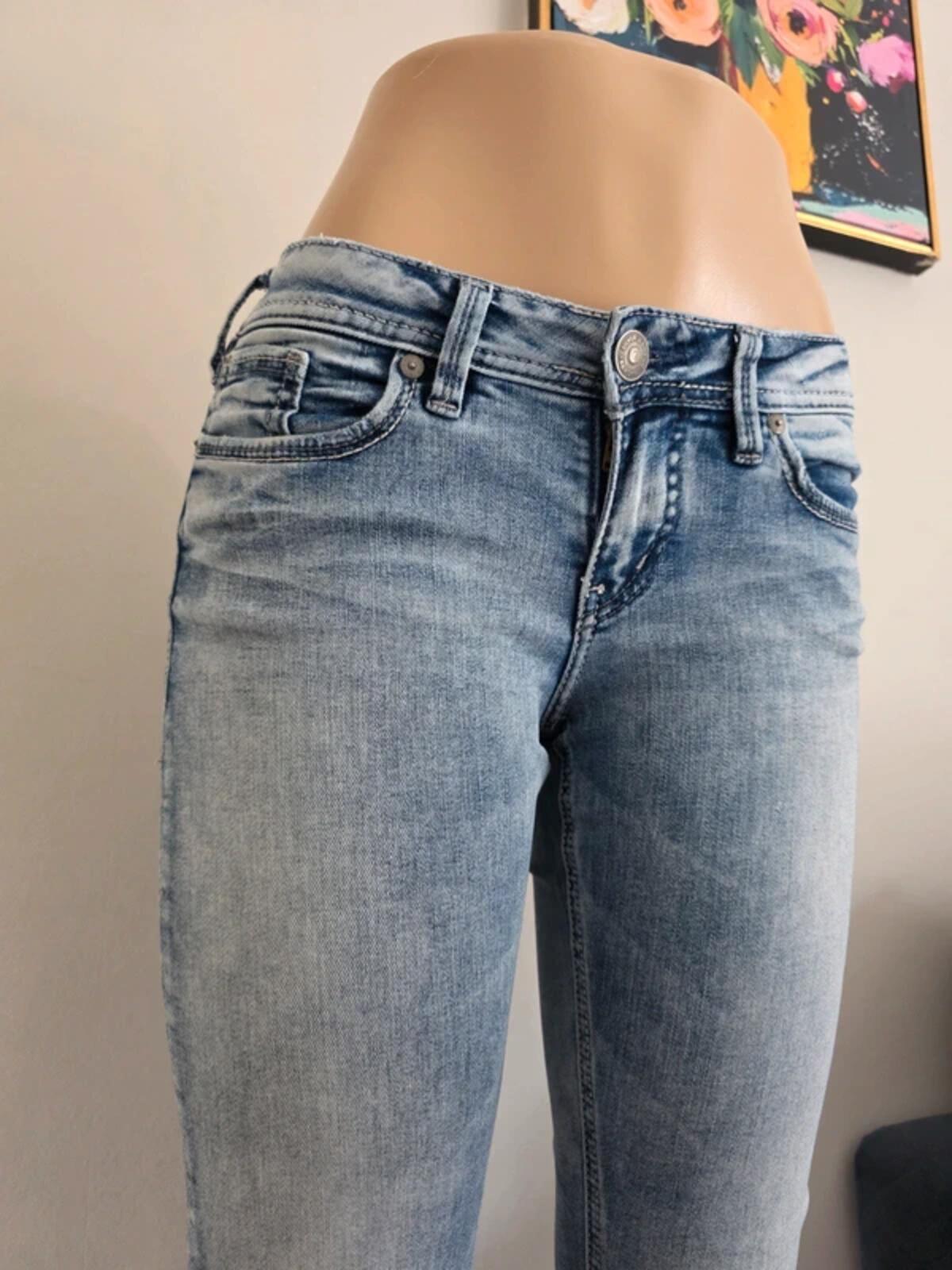 Vintage Y2K Silver Jeans Co Low Rise Skinny Jeans UK Size 6
