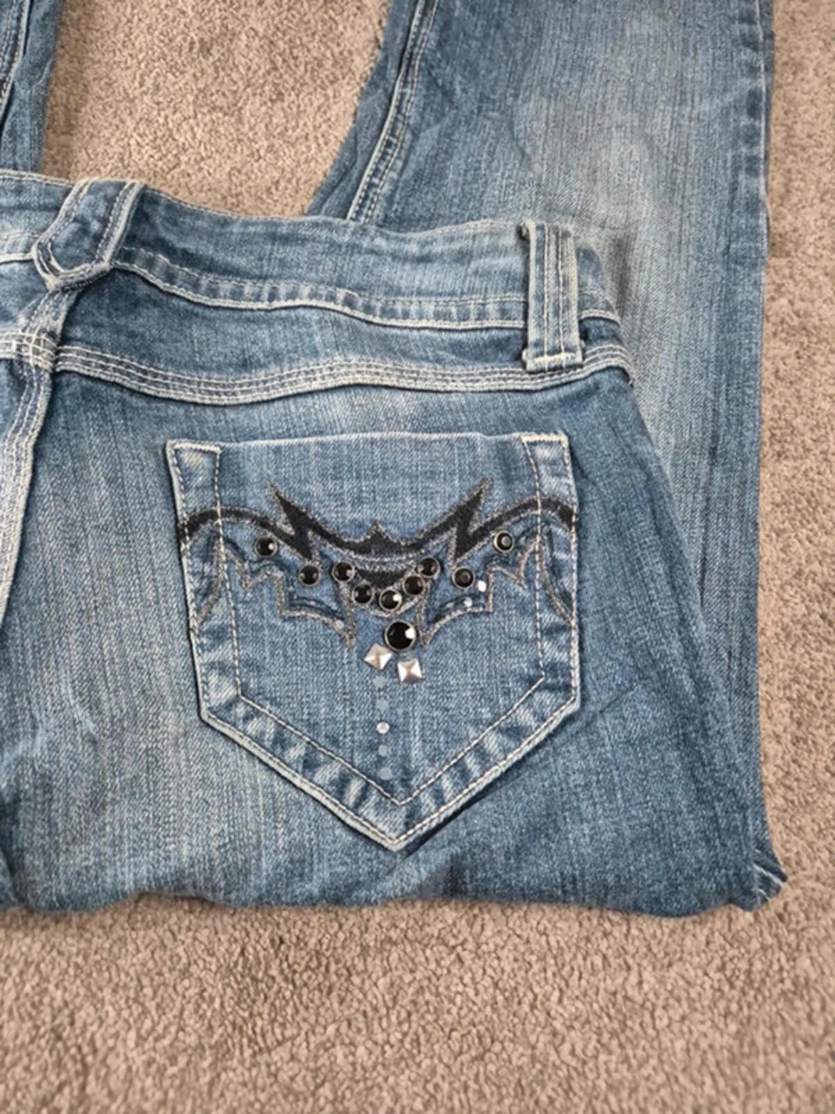 Vintage Y2K Rhinestone Low Rise straight Jeans – UK 10/12