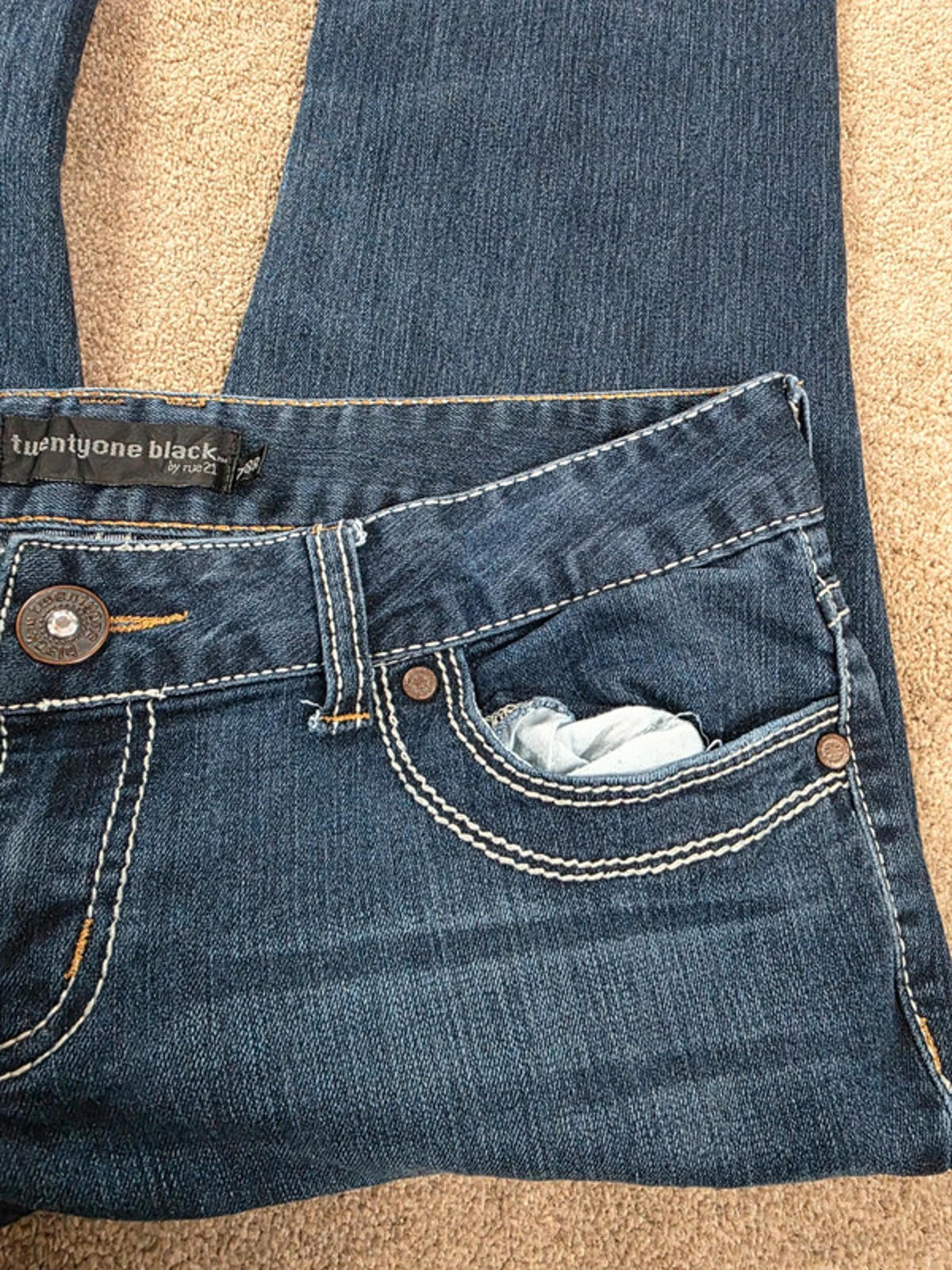 Vintage Y2K Twentyone Black Low Rise Bootcut Jeans UK Size 12