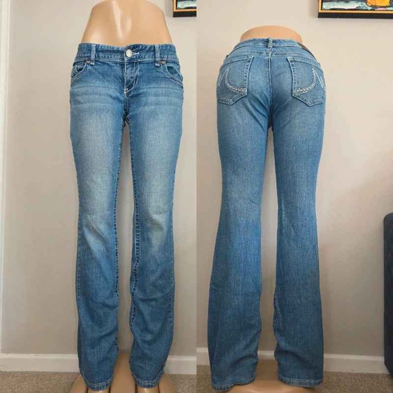 Maurices Ultra Low Rise Bootcut Vintage Y2K Jeans UK Size 6/8 Tall