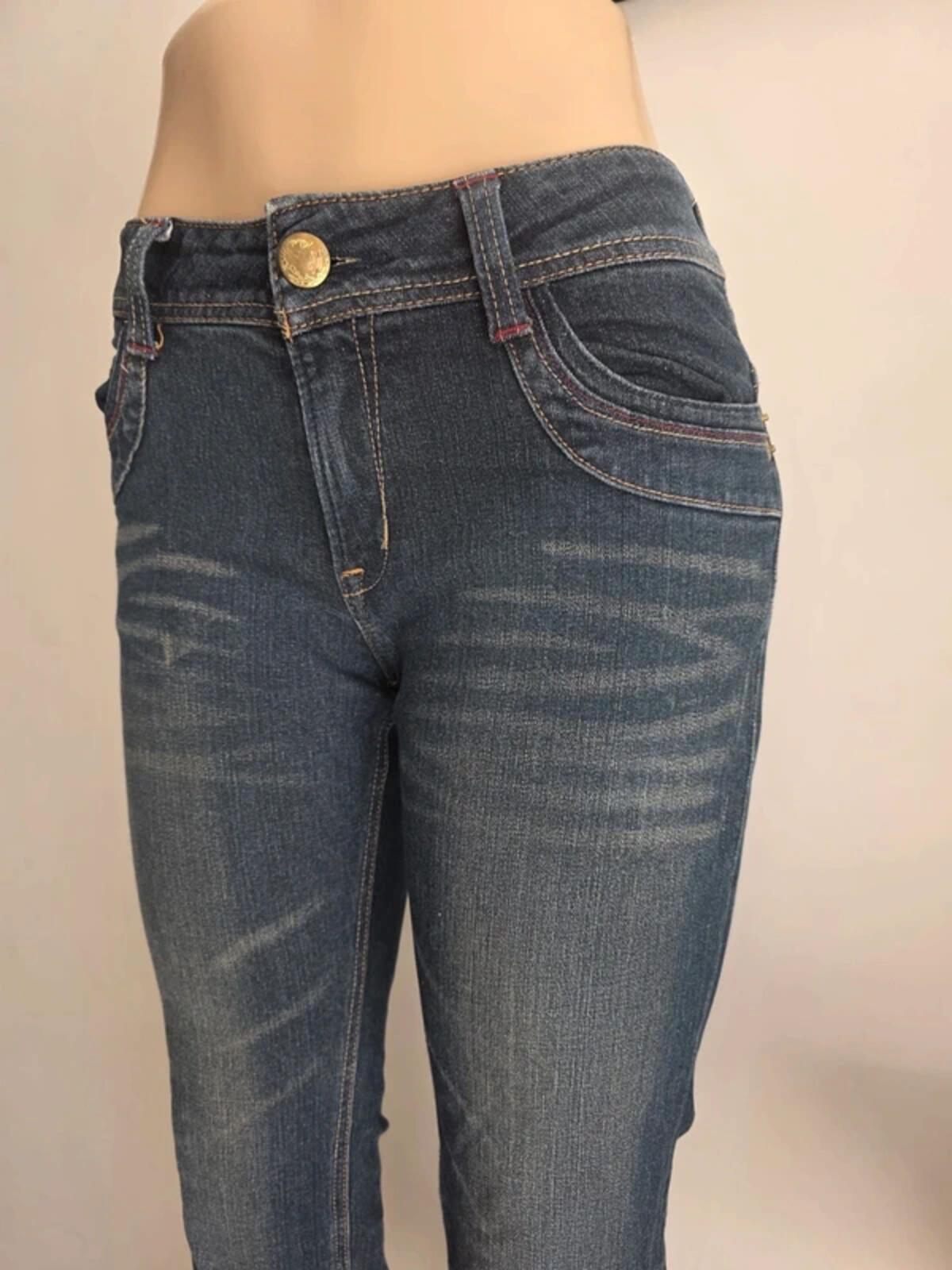 Vintage Y2K Navy Natural Mid Rise Cropped Jeans UK Size 10