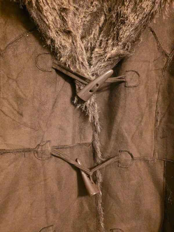 Y2K Brown Faux Wit & Wisdom Shearling Penny Lane Coat With Fur Trim UK Size 14