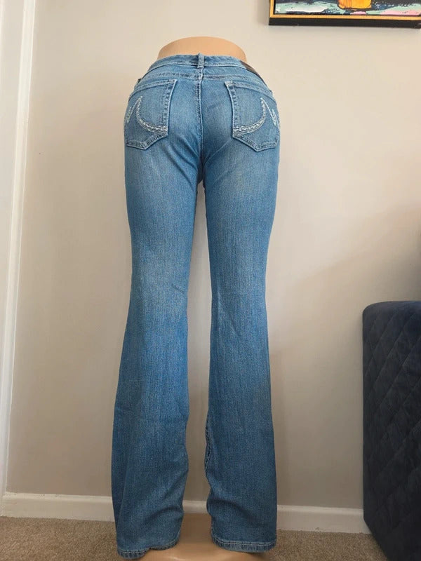 Maurices Ultra Low Rise Bootcut Vintage Y2K Jeans UK Size 6/8 Tall