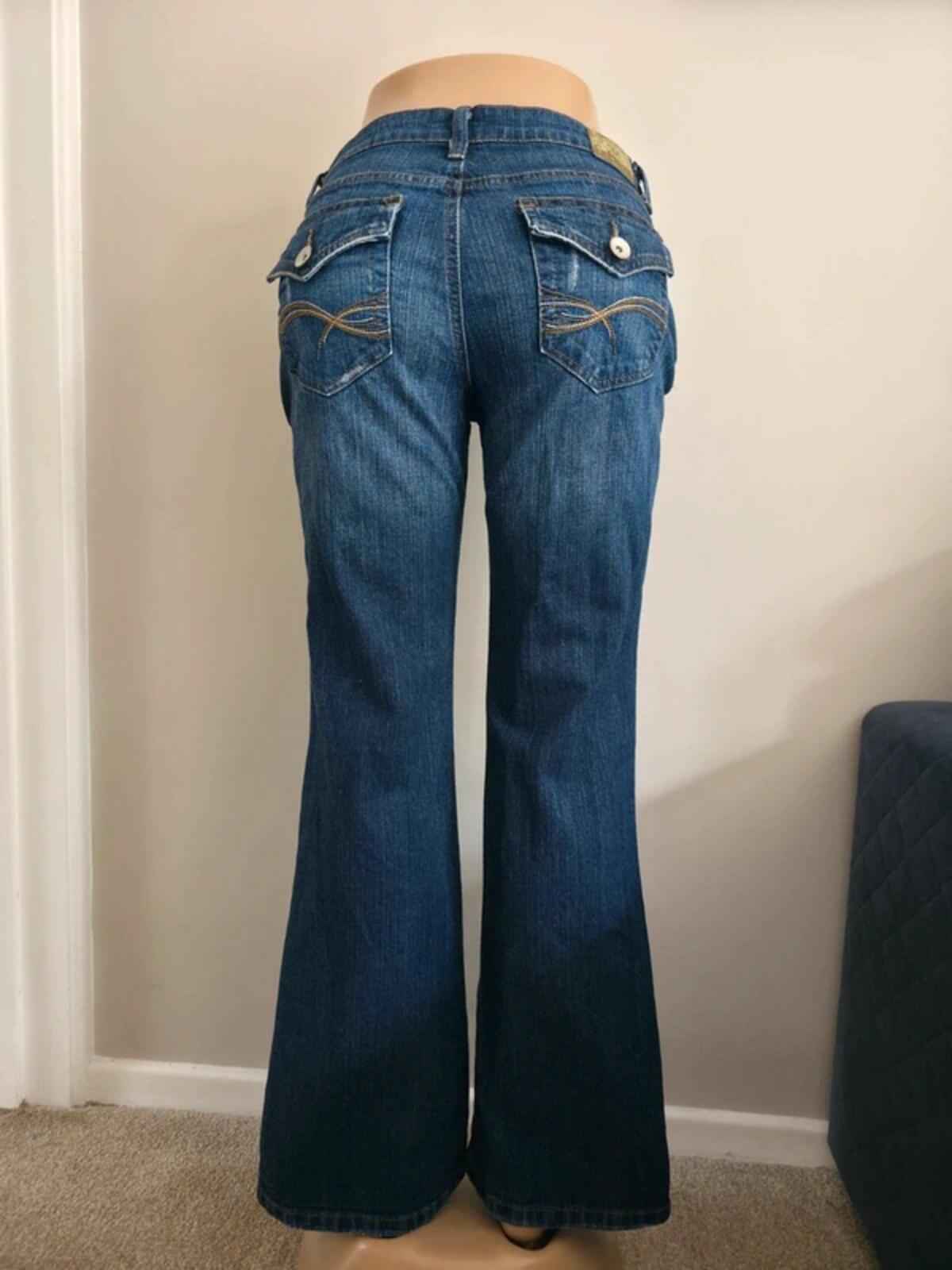 L.e.i Low Rise Relaxed Flared Vintage Y2K Jeans UK Size 12/14