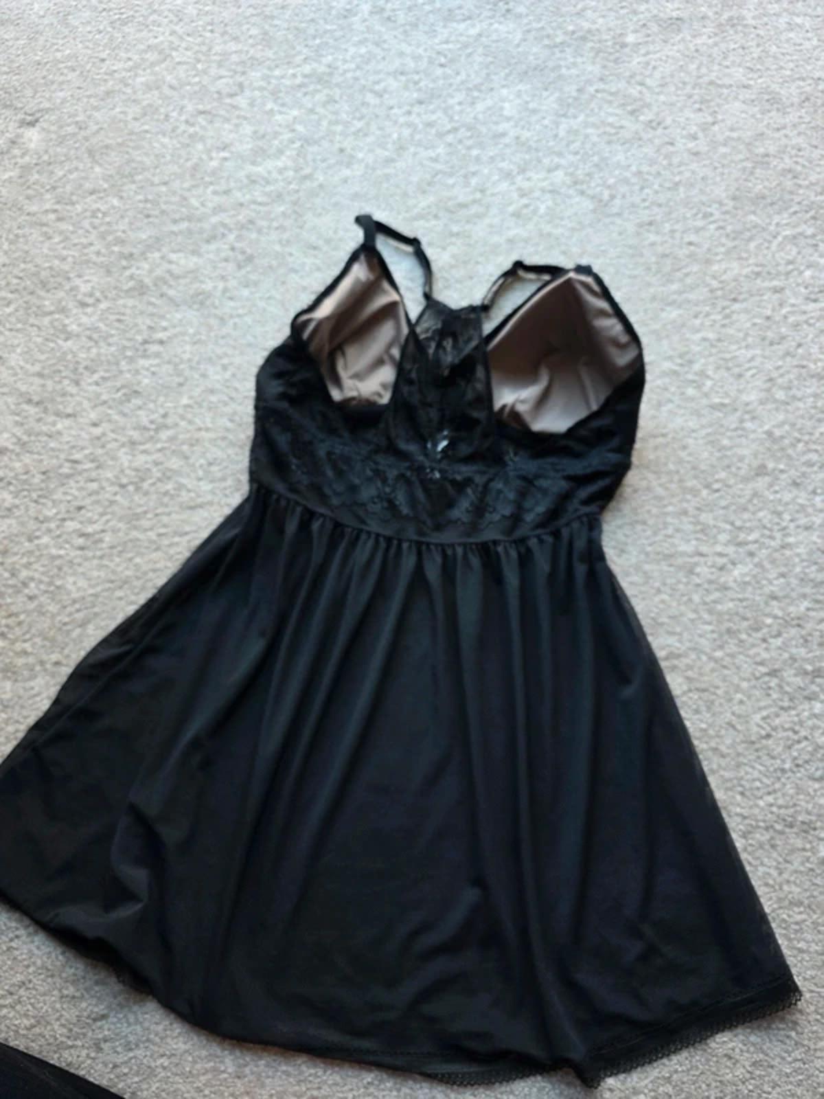Vintage Y2K Auden Black Lace Babydoll Lingerie UK Size 10–12